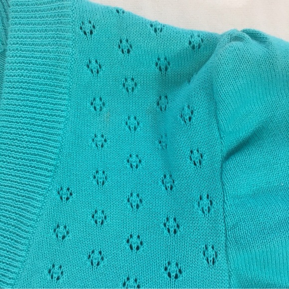 Xtraordinary Turquoise Knit Cropped Bolero Shrug - Picture 6 of 16